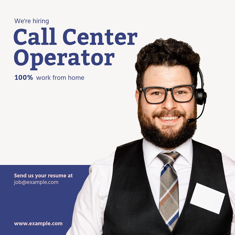 Call center  Instagram post template, editable text