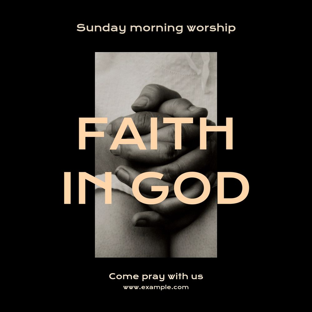 Sunday worship Instagram post template, editable text