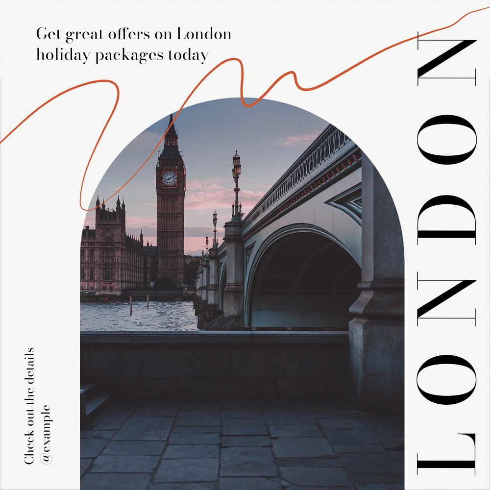 London holiday Instagram post template, editable text