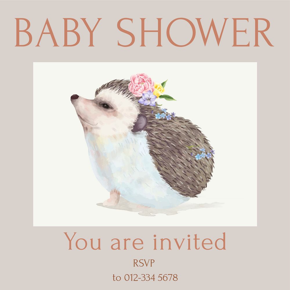 Baby shower Instagram post template, editable text