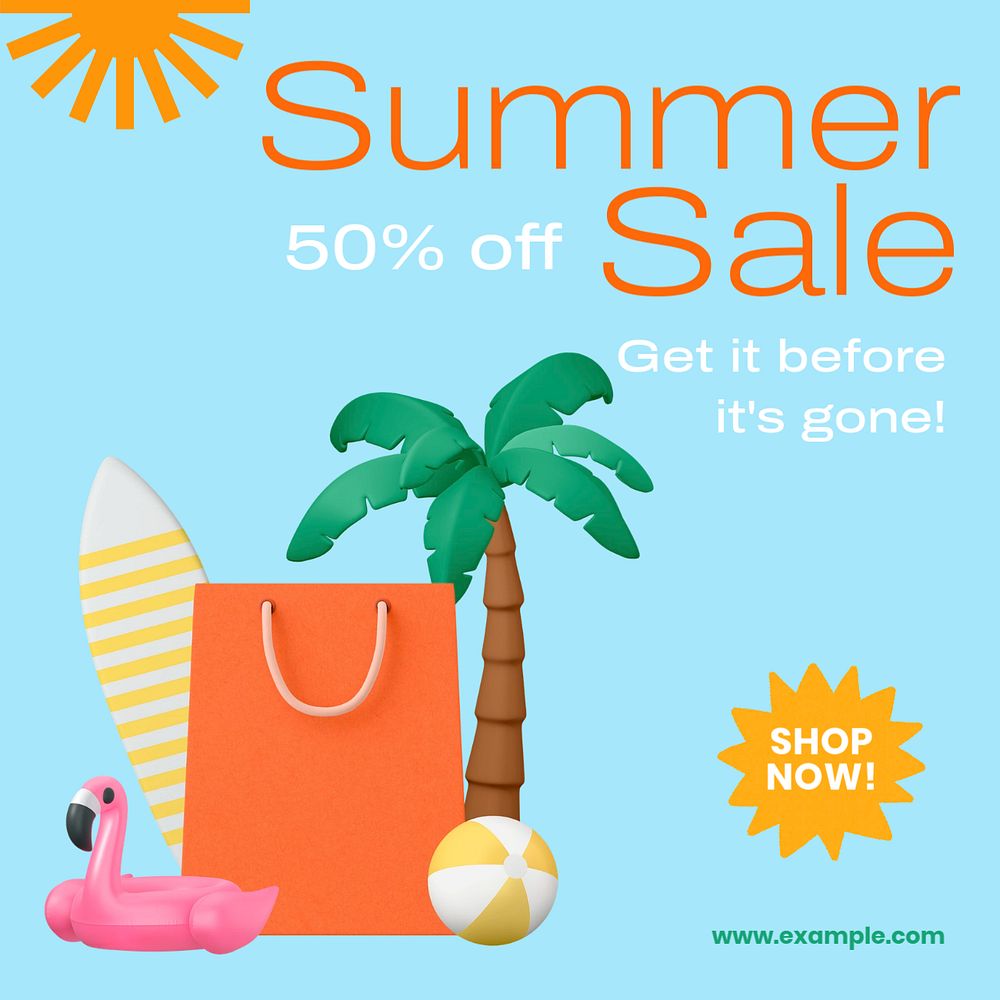 Summer sale Instagram post template, editable text