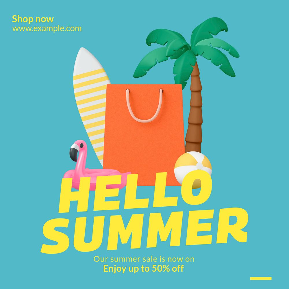 Summer sale   Instagram post template, editable text