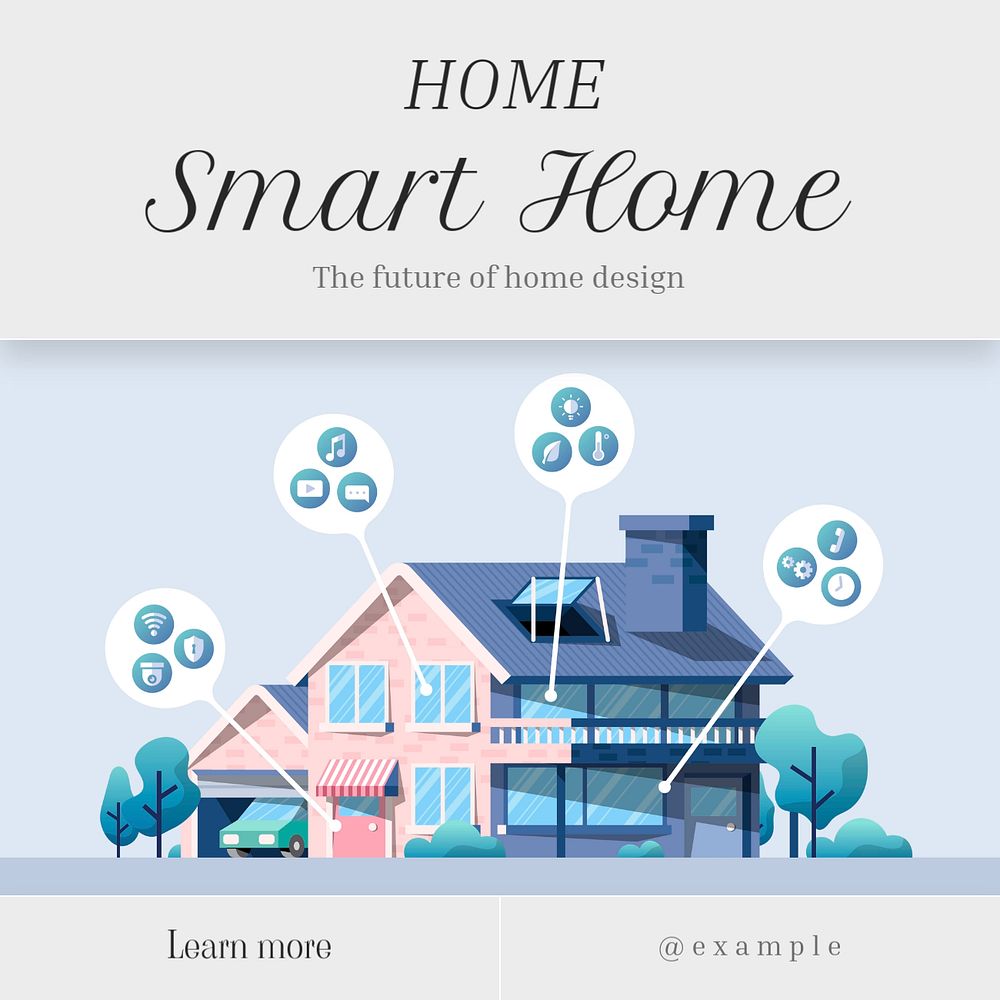 Smart home Instagram post template, editable text