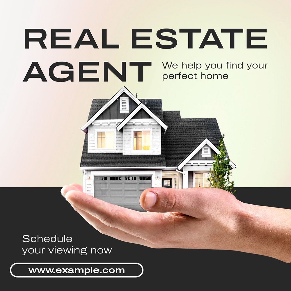 Real estate agent  Instagram post template, editable text