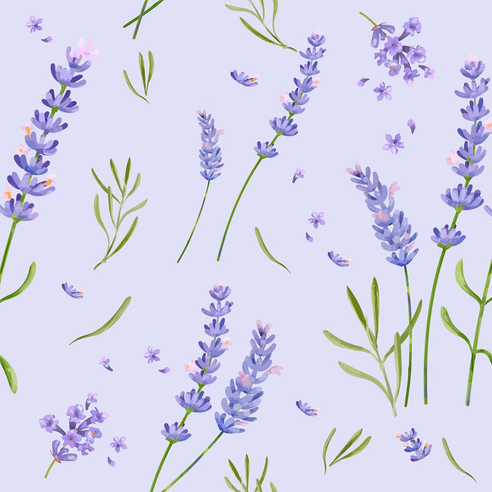 Lavender pattern, editable watercolor flower design