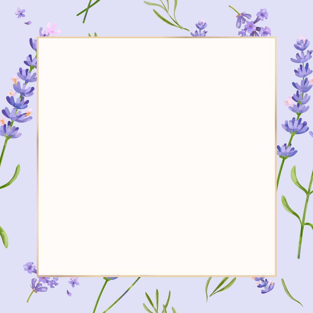 Watercolor lavender flower frame, editable botanical design