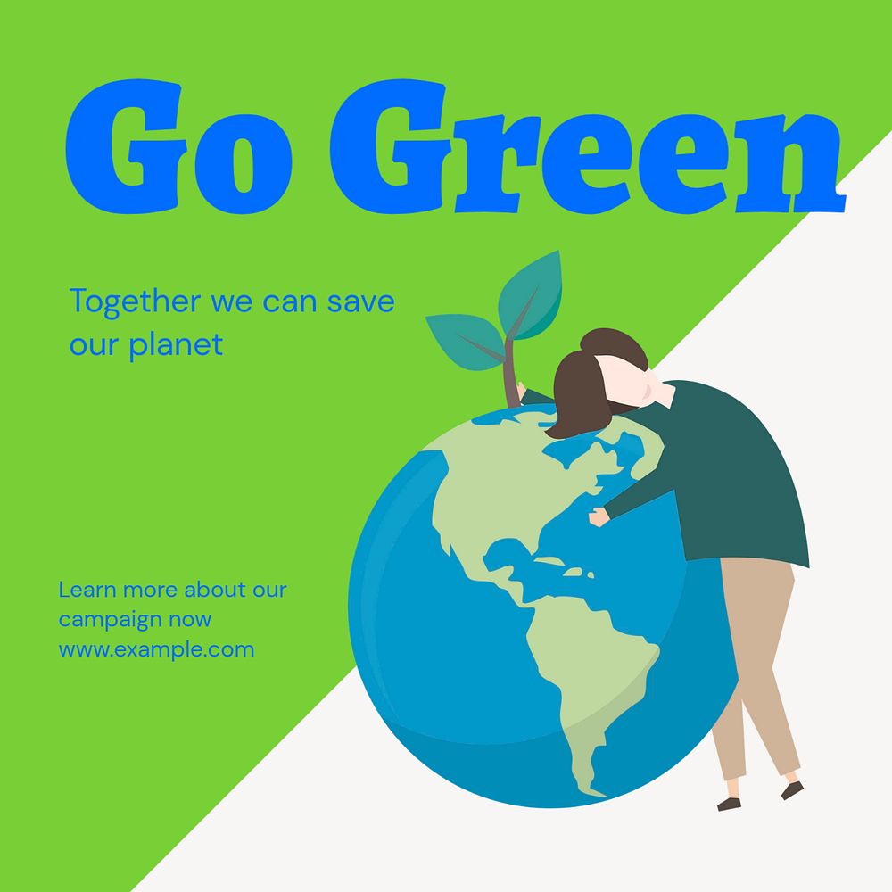 Go green  Instagram post template, editable text