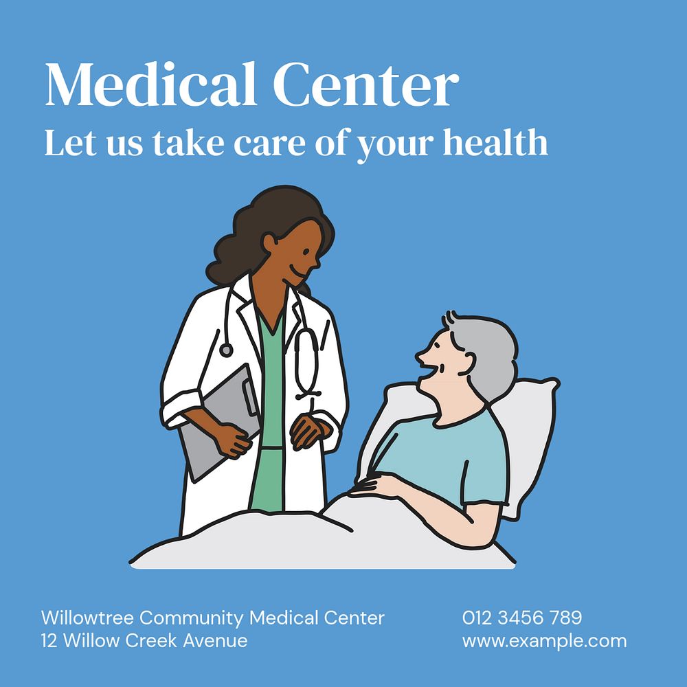 Medical center Instagram post template, editable text