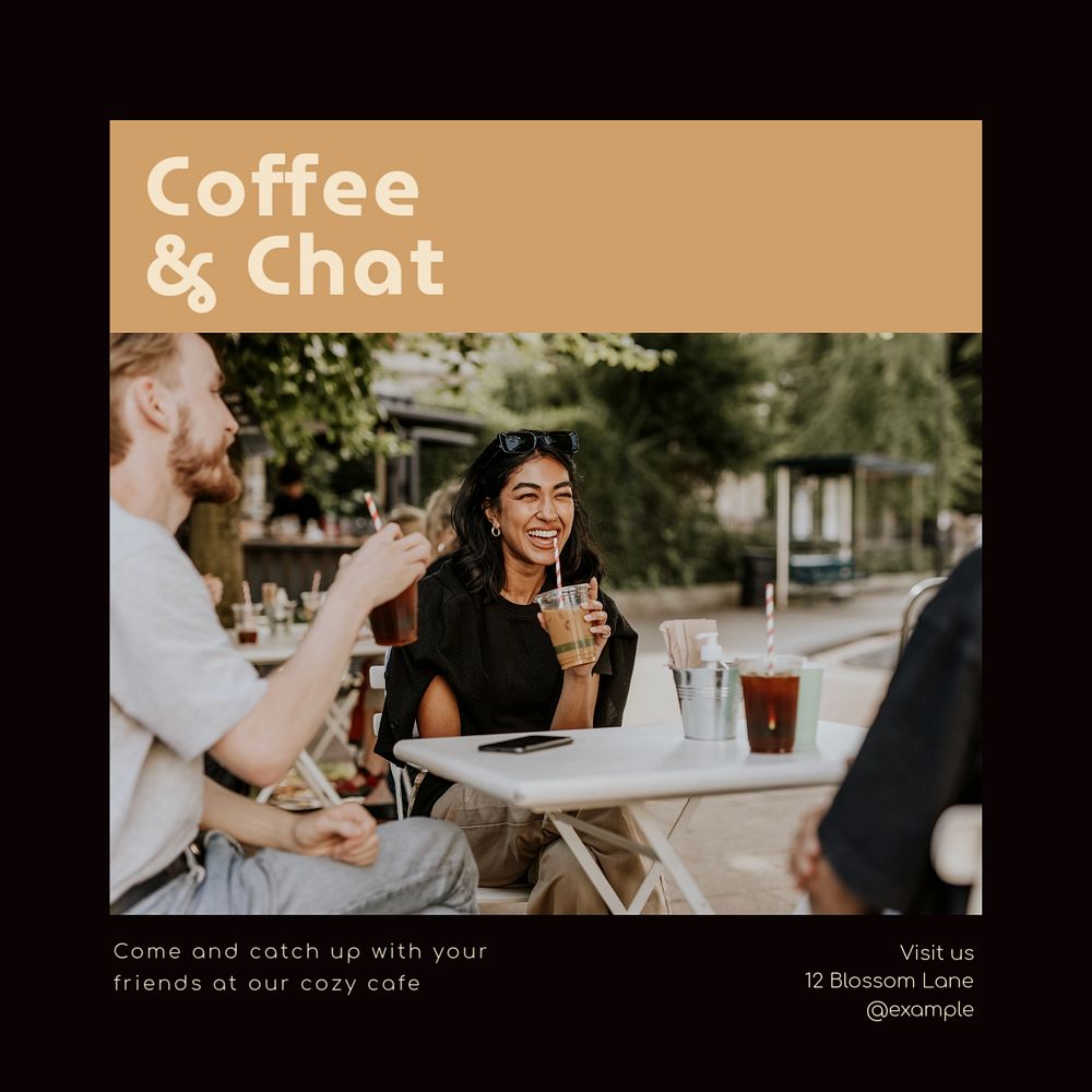 Coffee & chat  Instagram post template, editable text