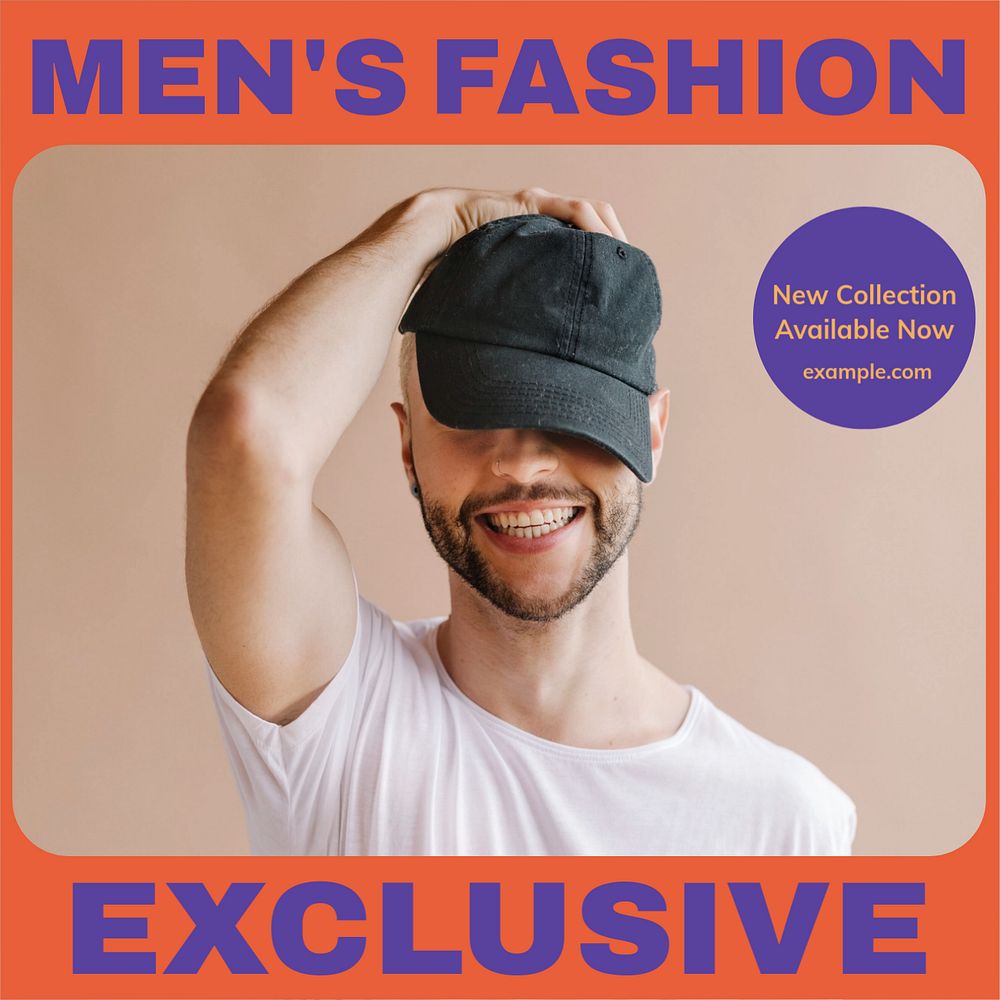 Men's fashion  Instagram post template, editable text