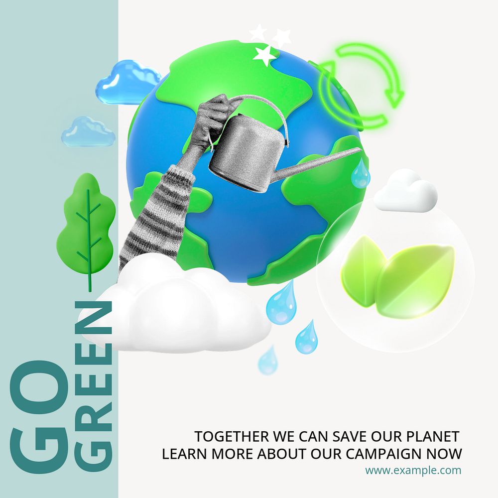 Go green  Instagram post template, editable text