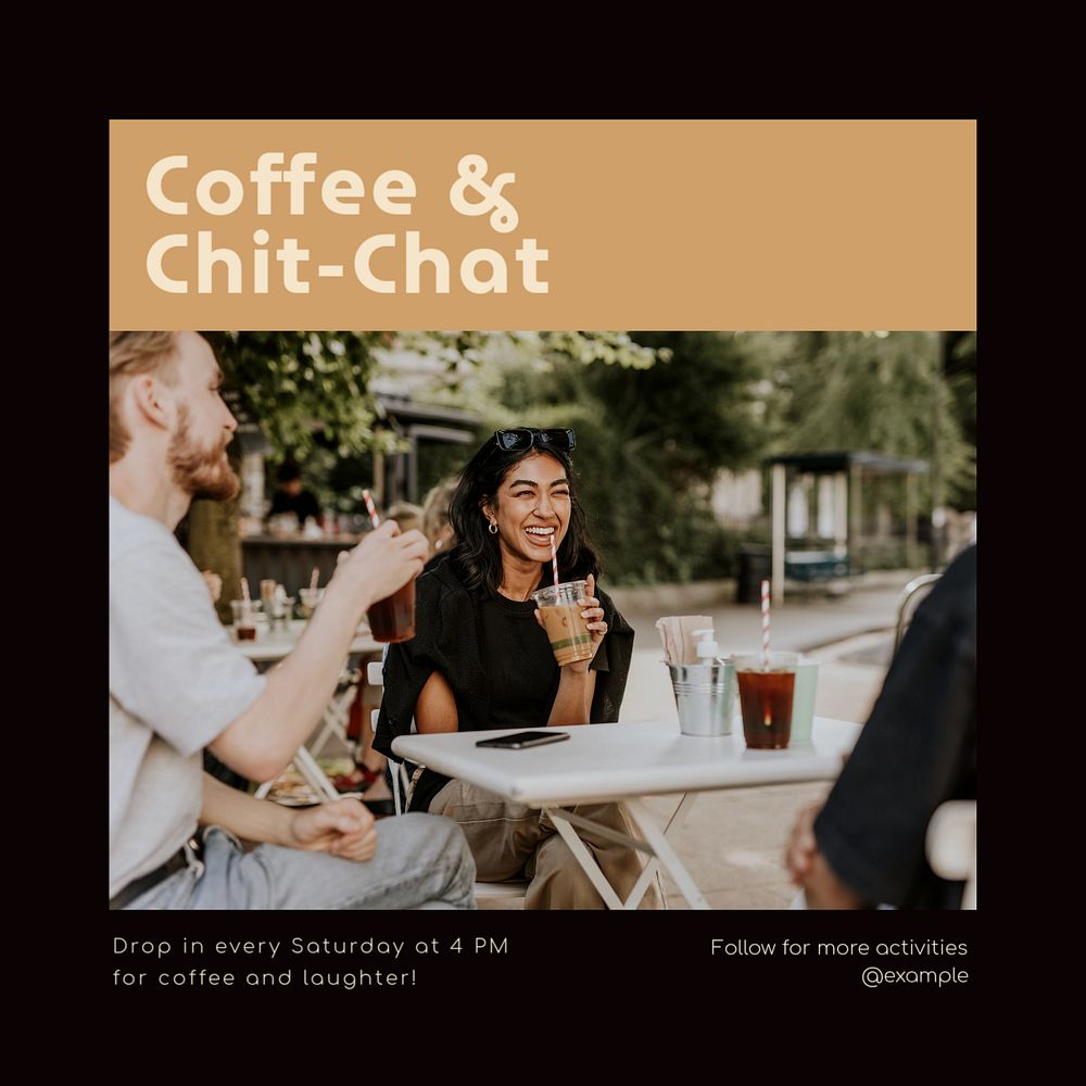 Coffee and chit chat  Instagram post template, editable text