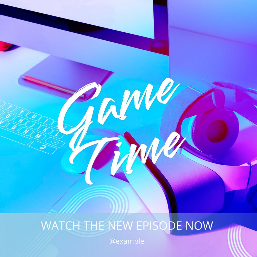 Game time Instagram post template, editable text