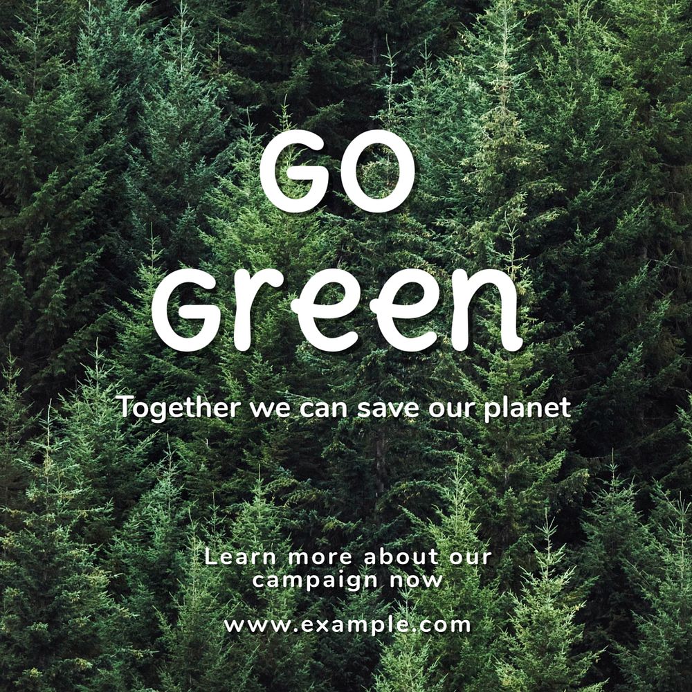 Go green   Instagram post template, editable text