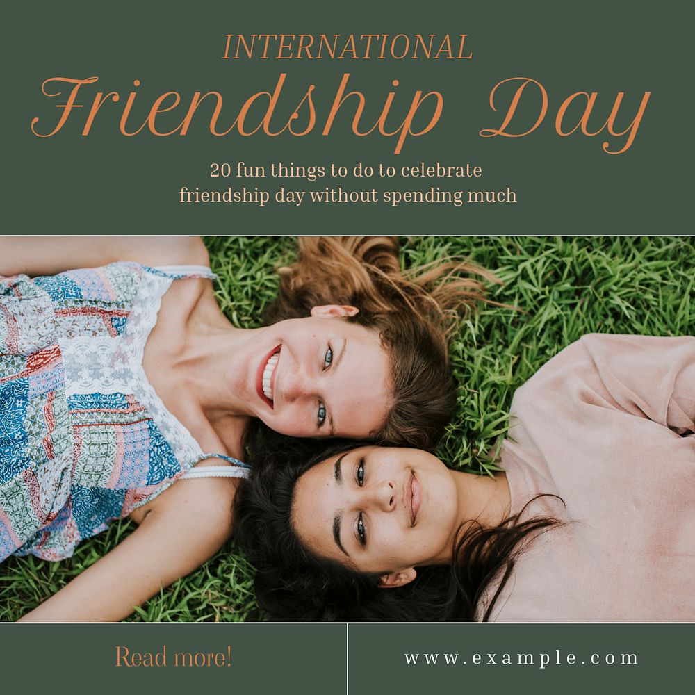 Friendship day Instagram post template, editable text
