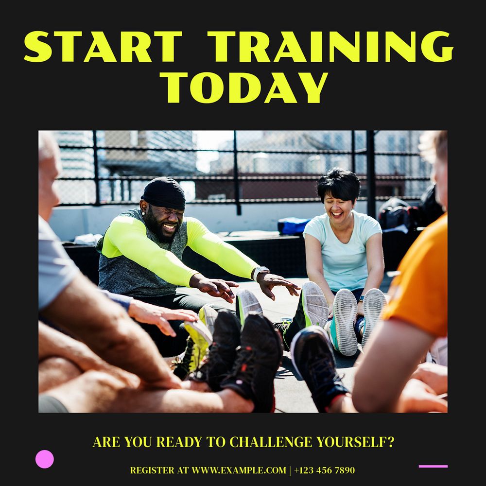 Training & fitness  Instagram post template, editable text