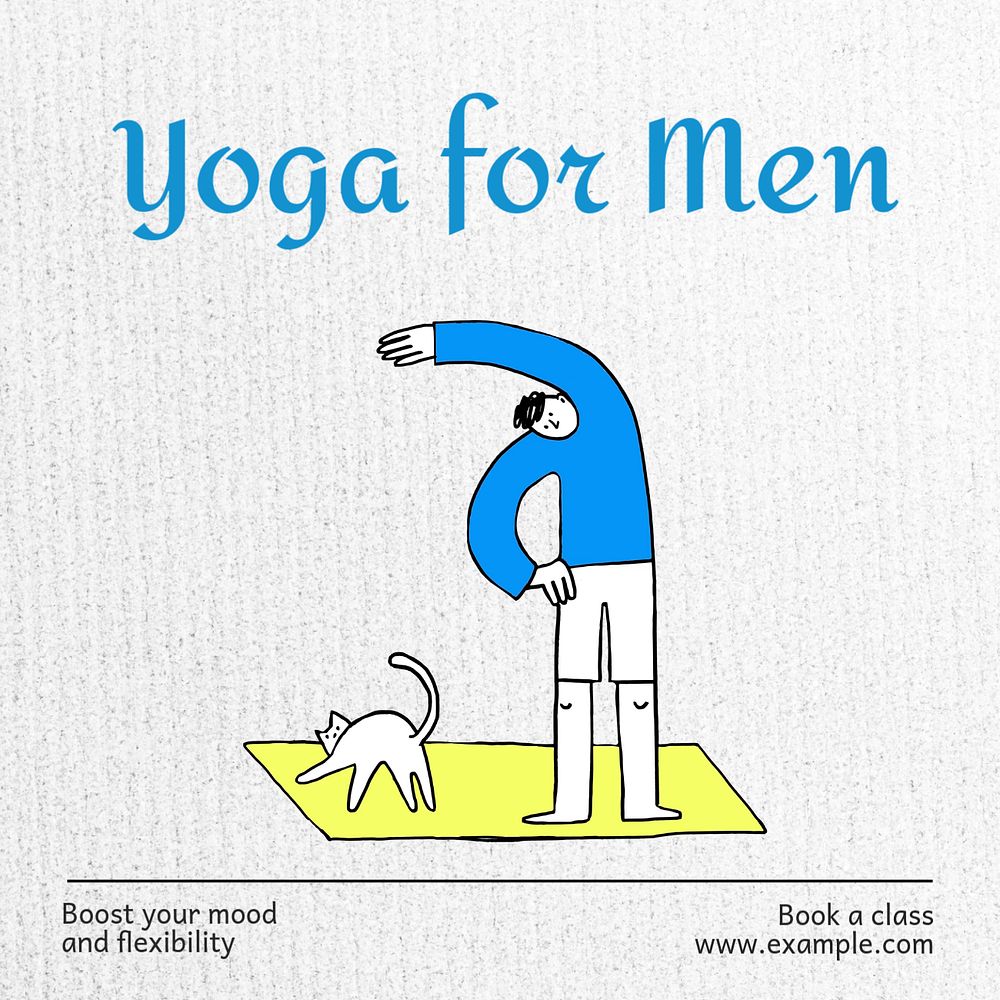 Yoga for men  Instagram post template, editable text