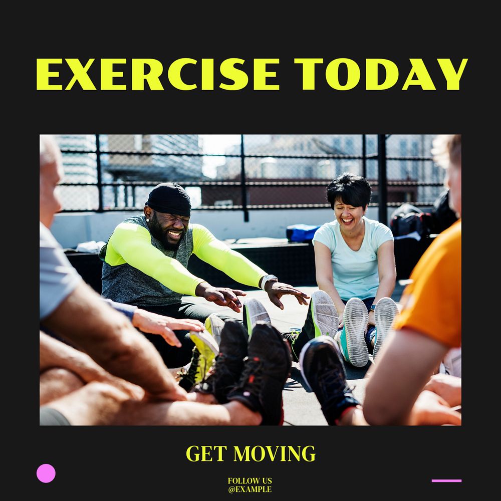 Exercise today Instagram post template, editable text