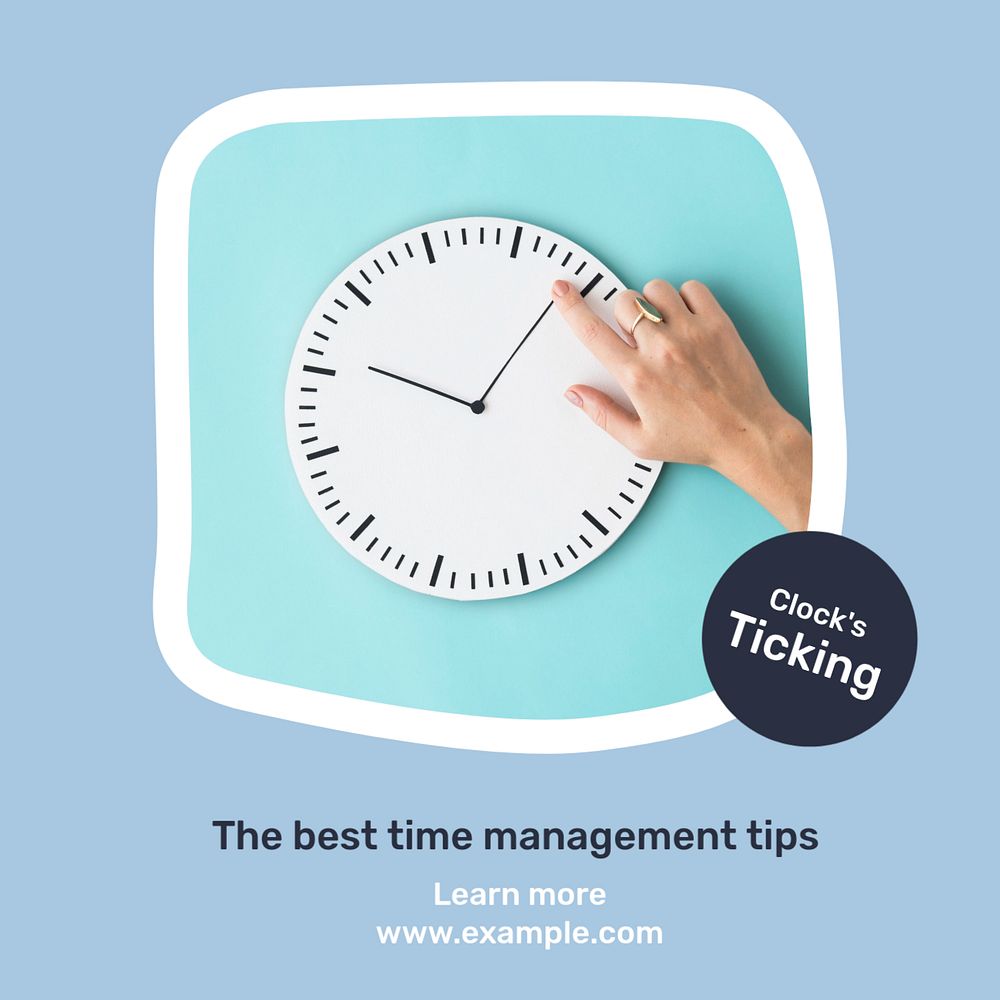 Time management Instagram post template, editable text