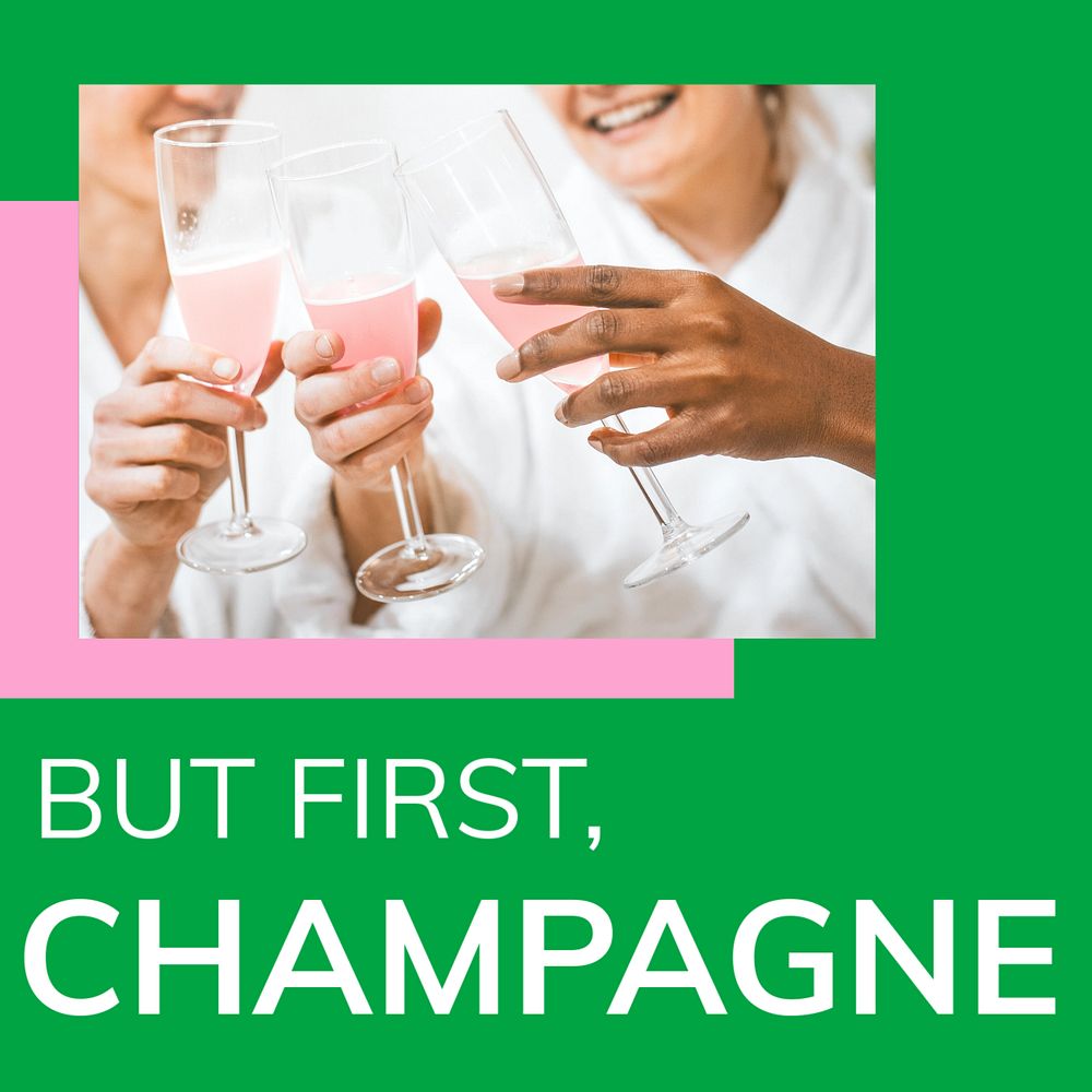 Champagne Instagram post template, editable text