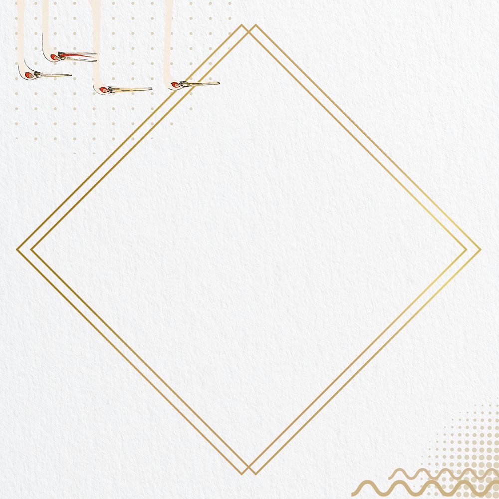 Gold square frame background, white paper textured editable design