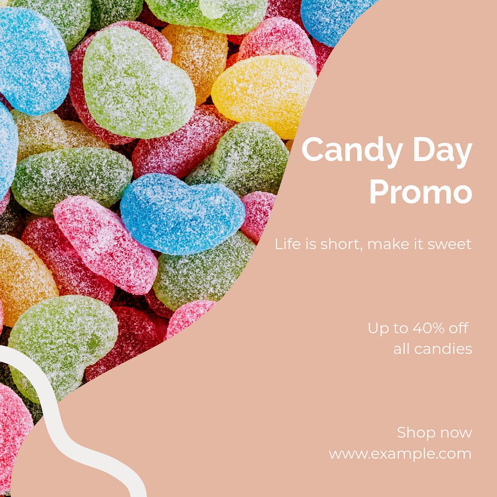 Candy day promo Instagram post template, editable text