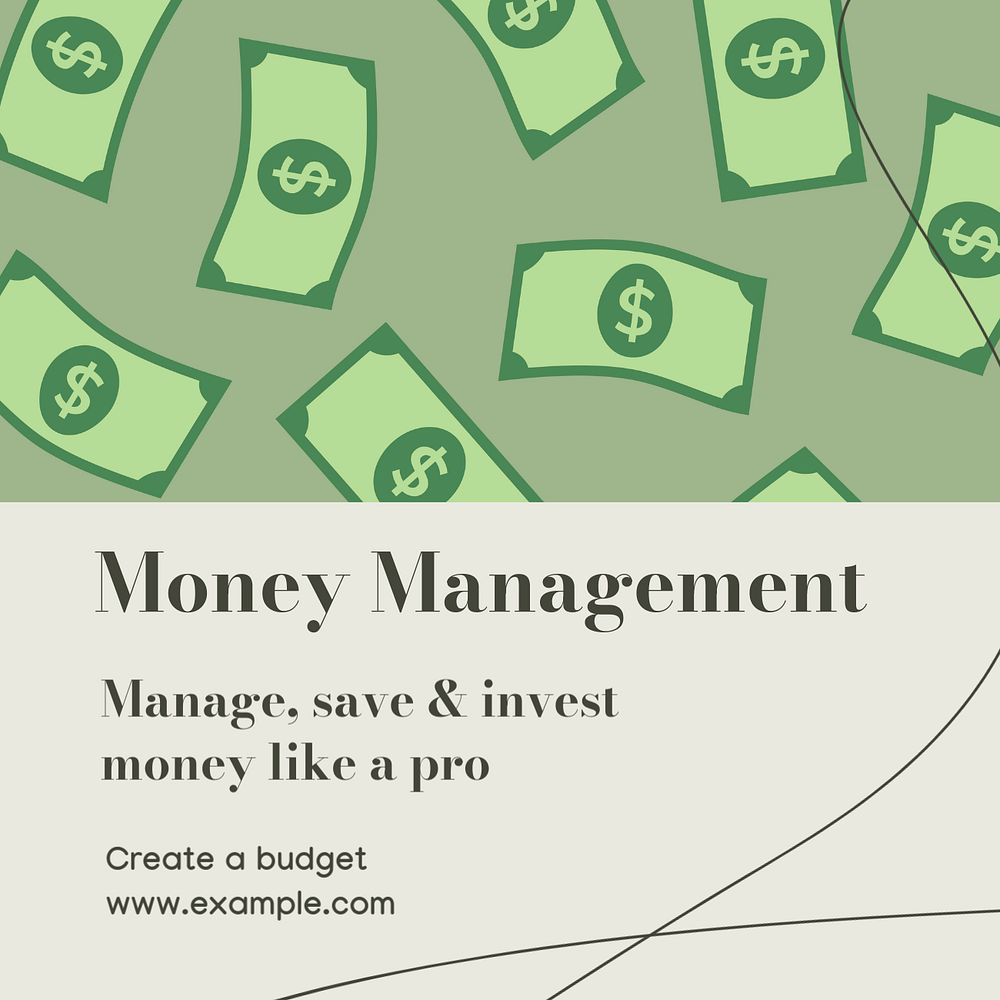 Money management  Instagram post template, editable text