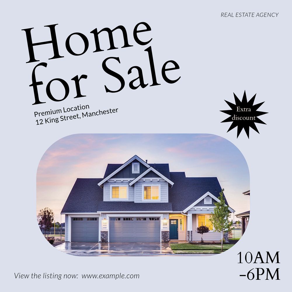 Home sale Instagram post template, editable text