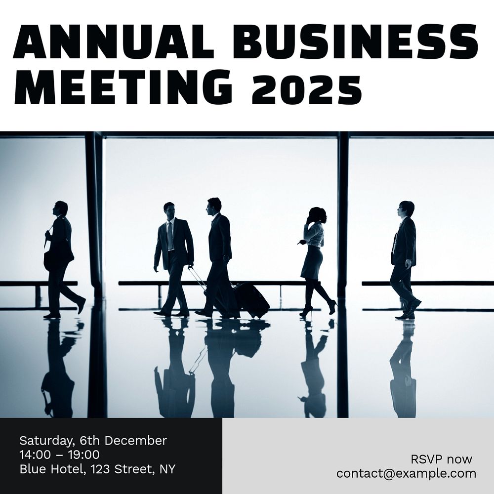 Annual meeting Instagram post template, editable text