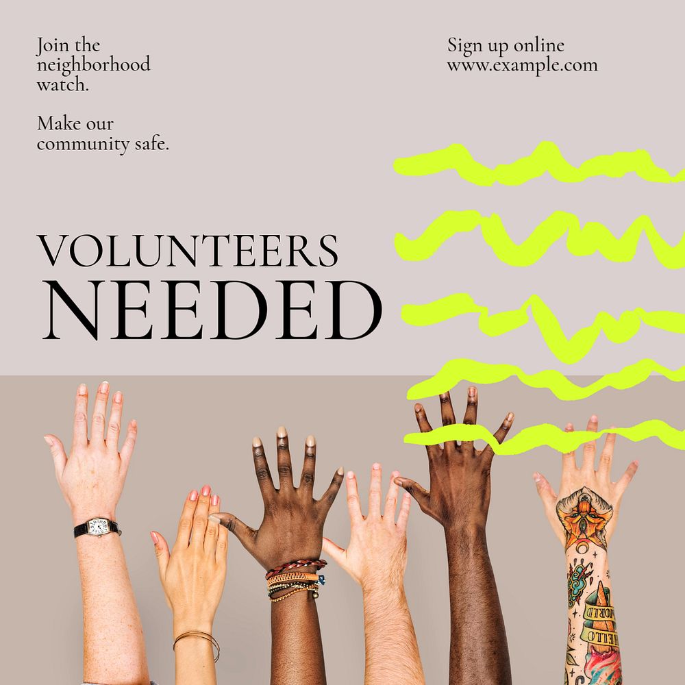 Volunteer needed Instagram post template, editable text