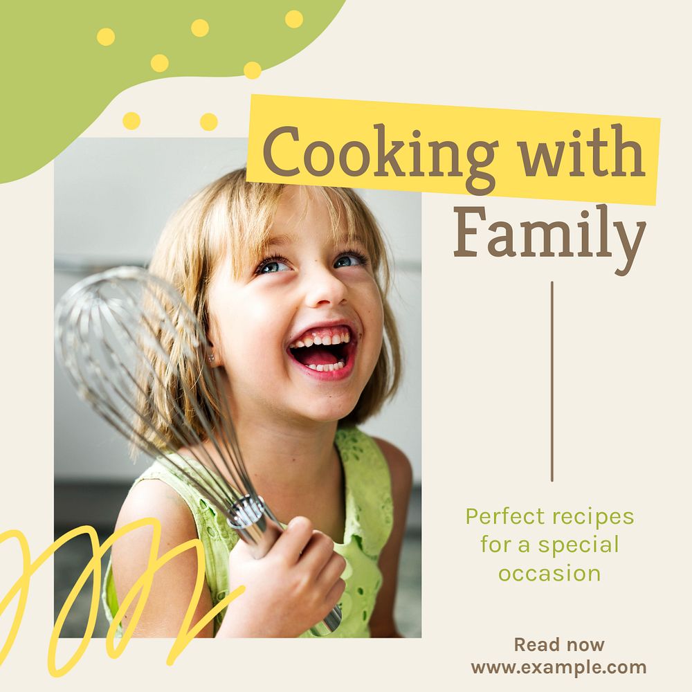 Family cooking recipes  Instagram post template, editable text