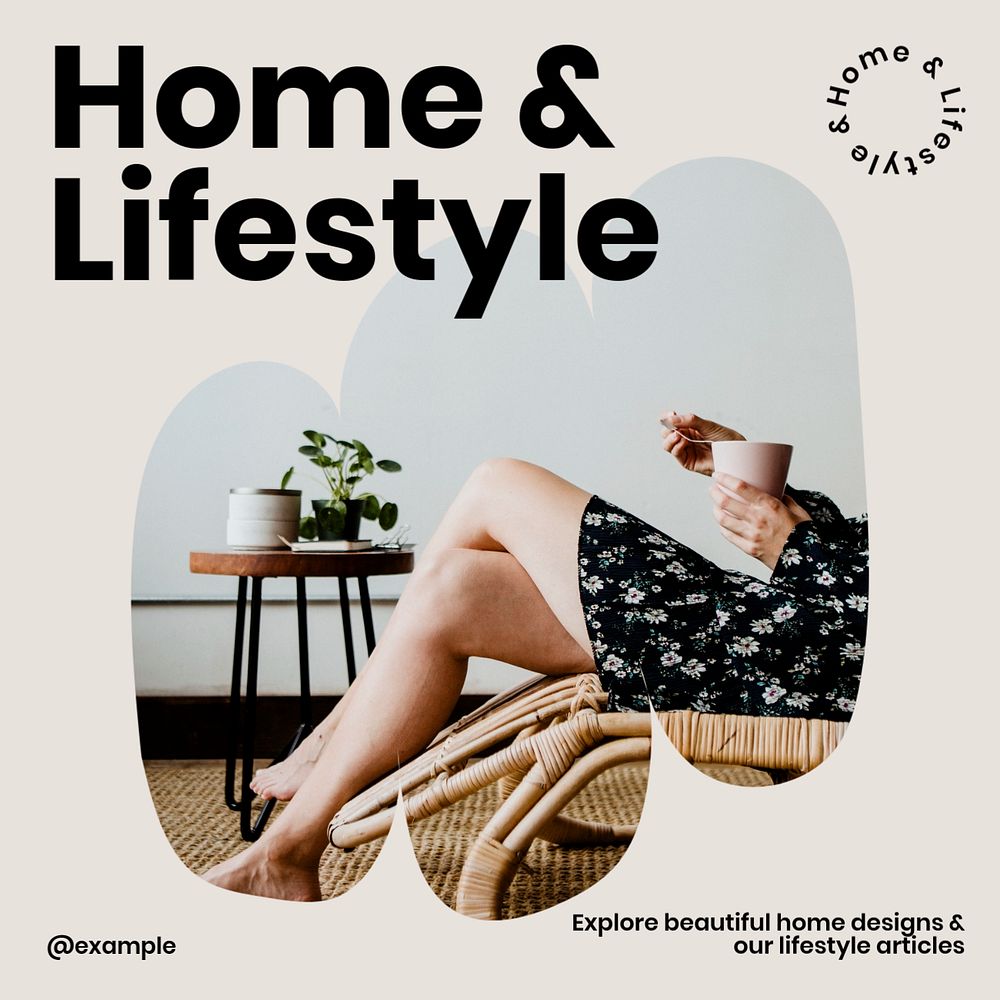 Home & lifestyle  Instagram post template, editable text