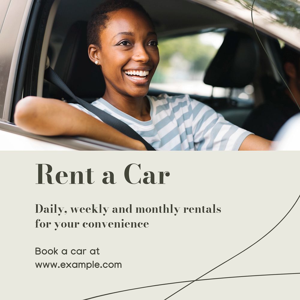 Car rentals  Instagram post template, editable text