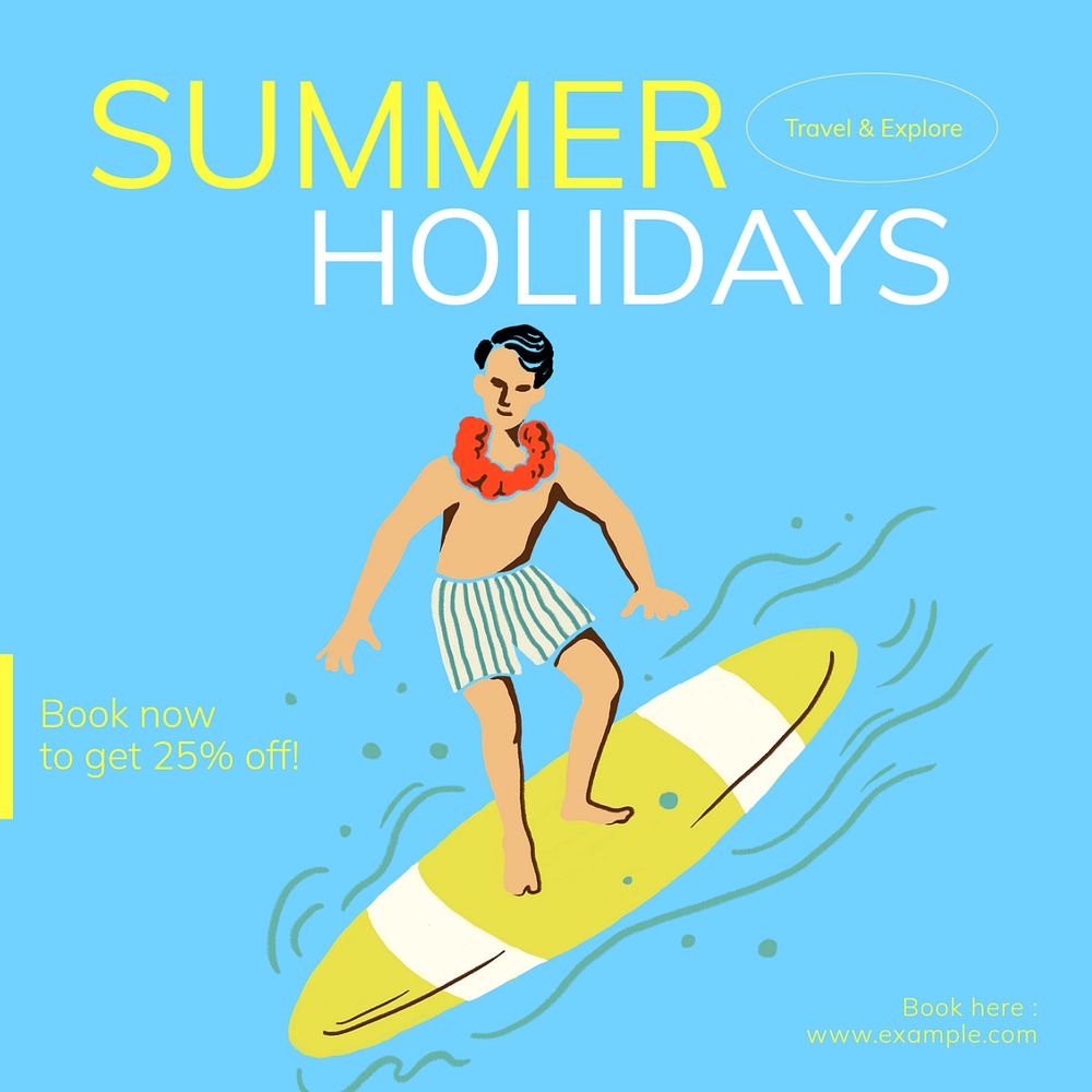 Summer trip Instagram post template, editable text