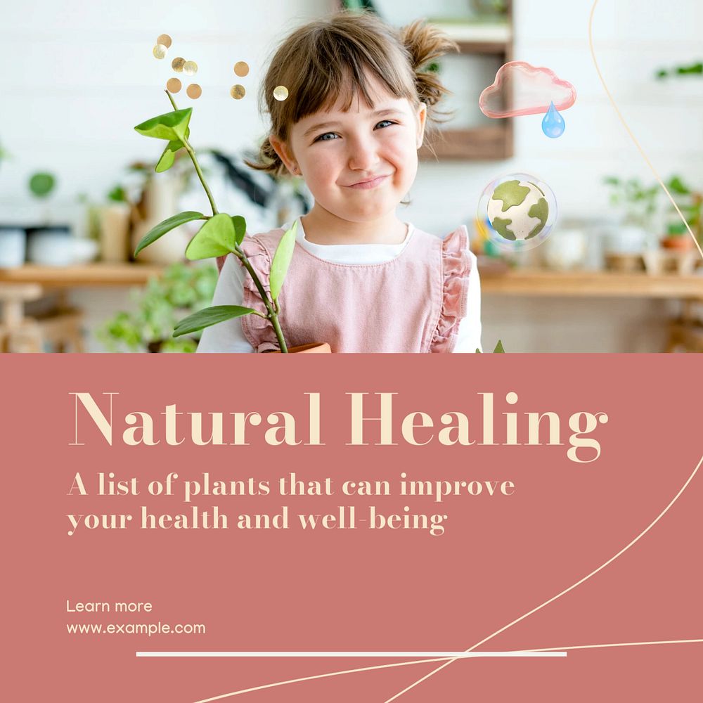 Natural healing  Instagram post template, editable text