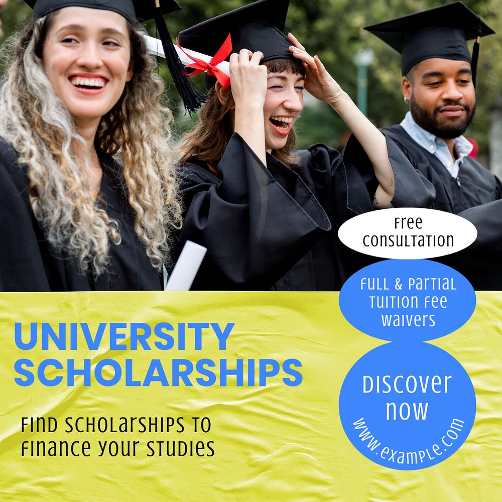 University scholarship Instagram post template, editable text