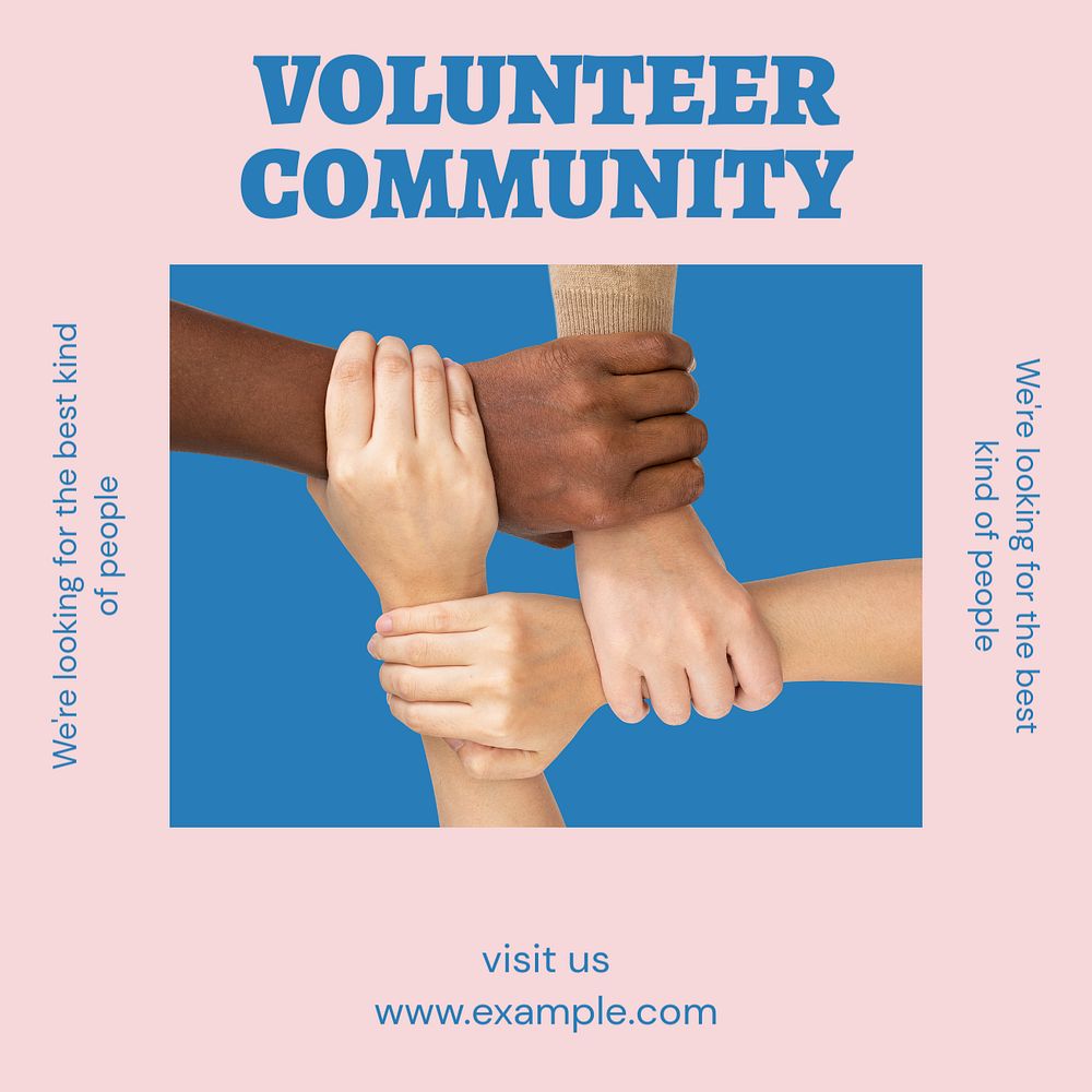 Volunteer community Instagram post template, editable text