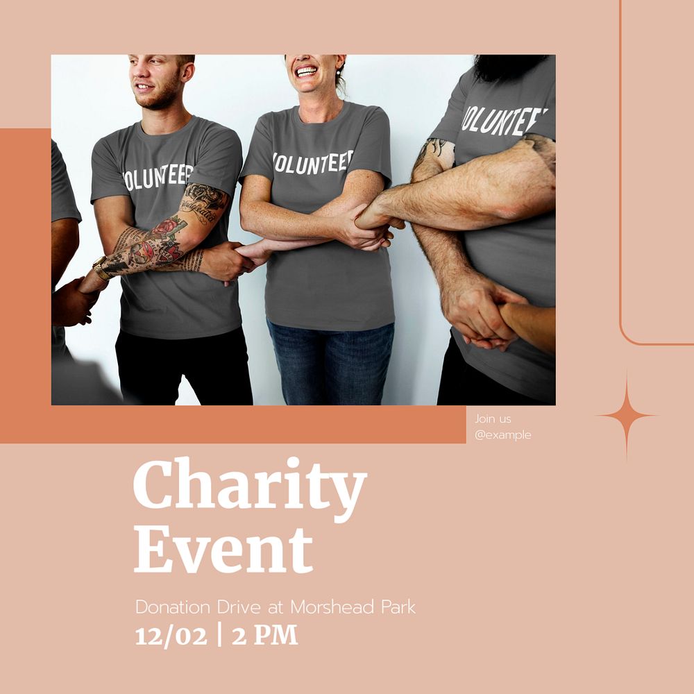 Charity event  Instagram post template, editable text