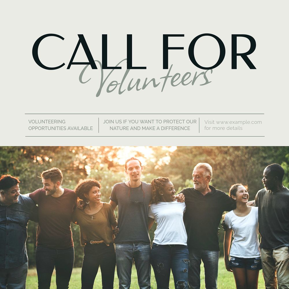 Call for volunteers  Instagram post template, editable text