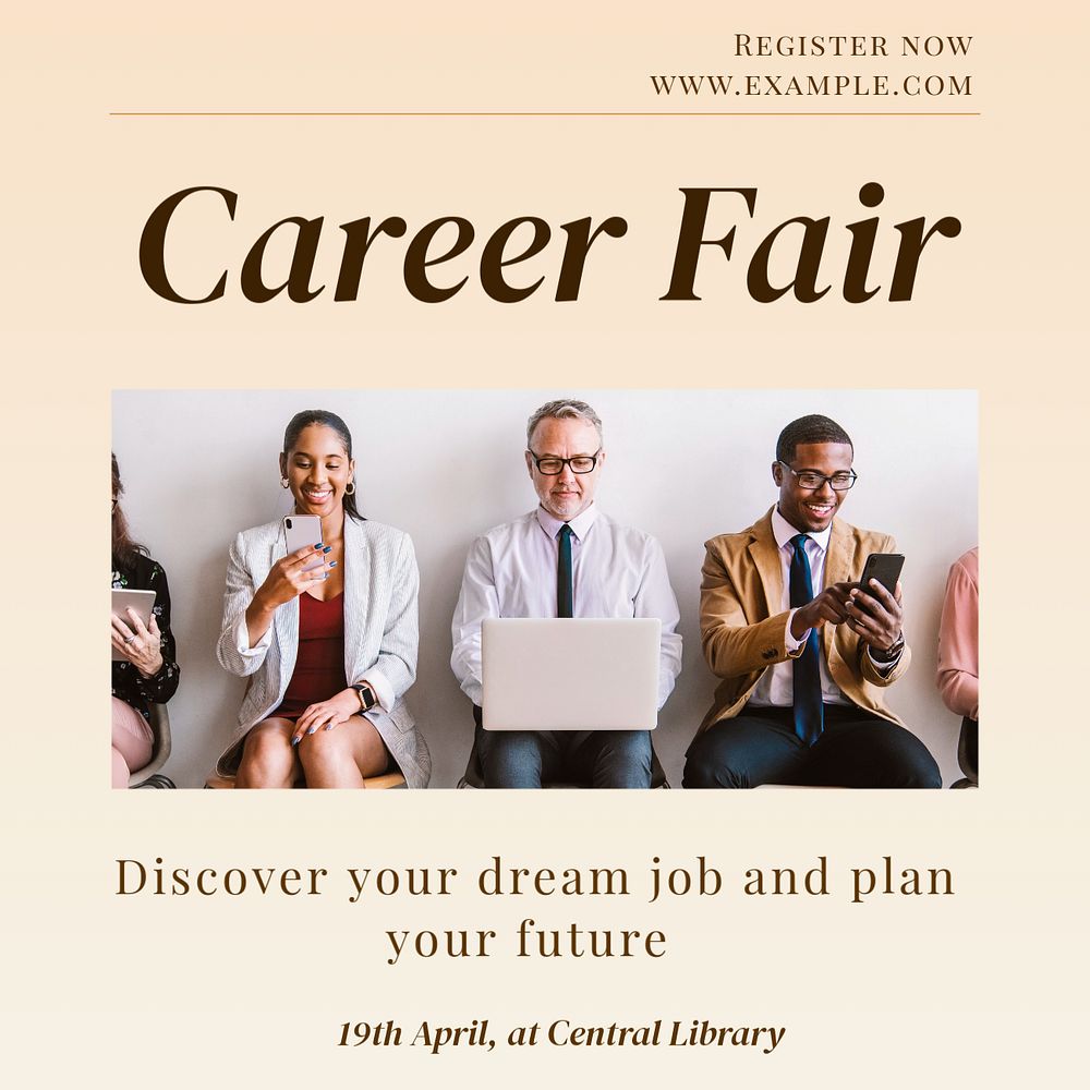 Career fair Instagram post template, editable text