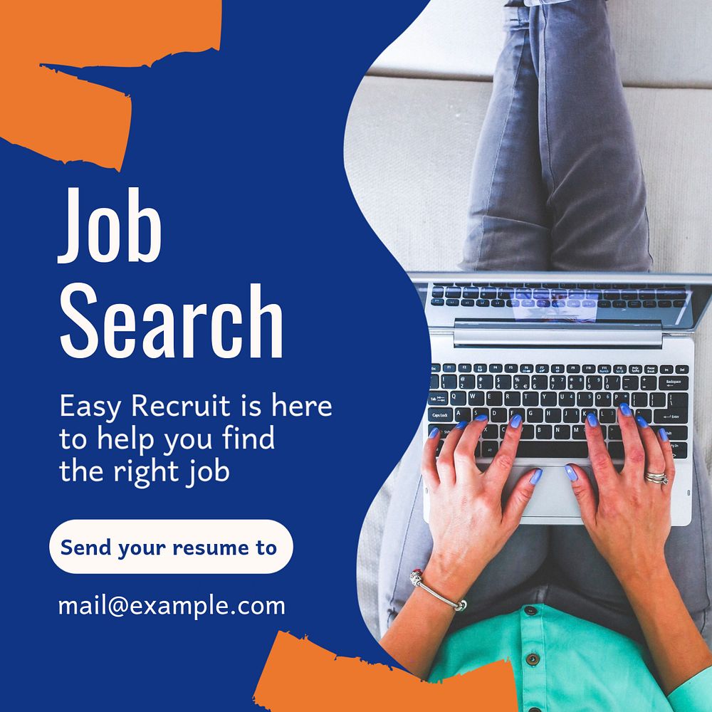 Job search Instagram post template, editable text