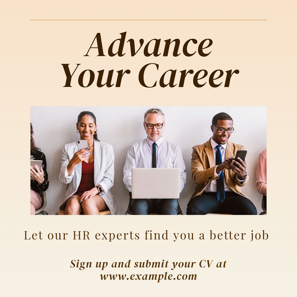 Advance your career  Instagram post template, editable text