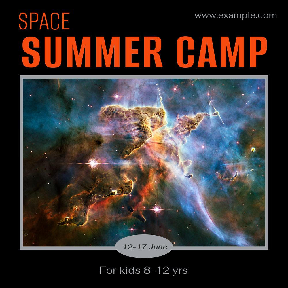 Summer camp Instagram post template, editable text