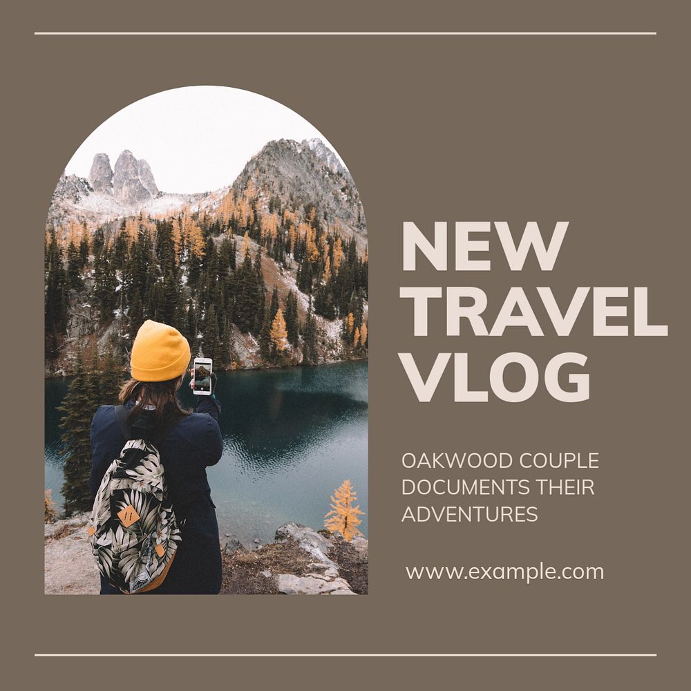 Travel blog Instagram post template, editable text