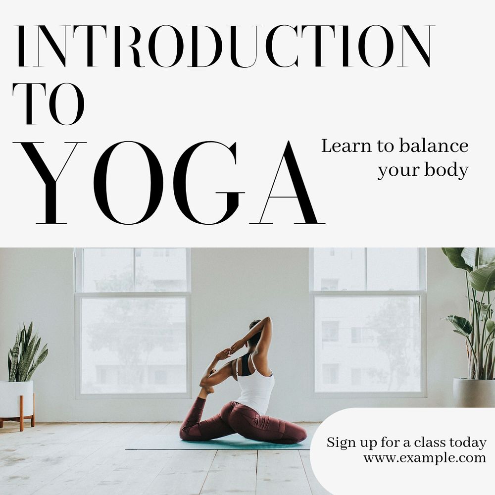 Yoga class  Instagram post template, editable text