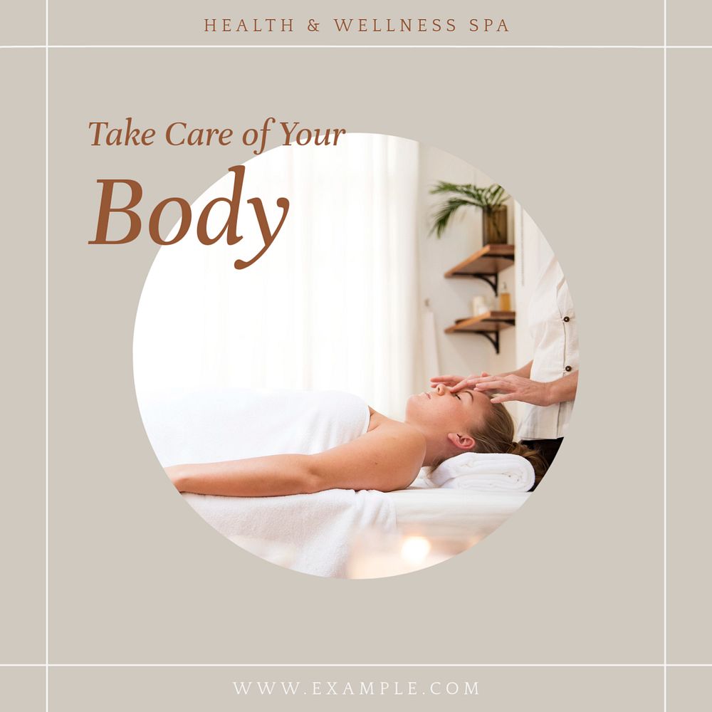 Body and wellness  Instagram post template, editable text