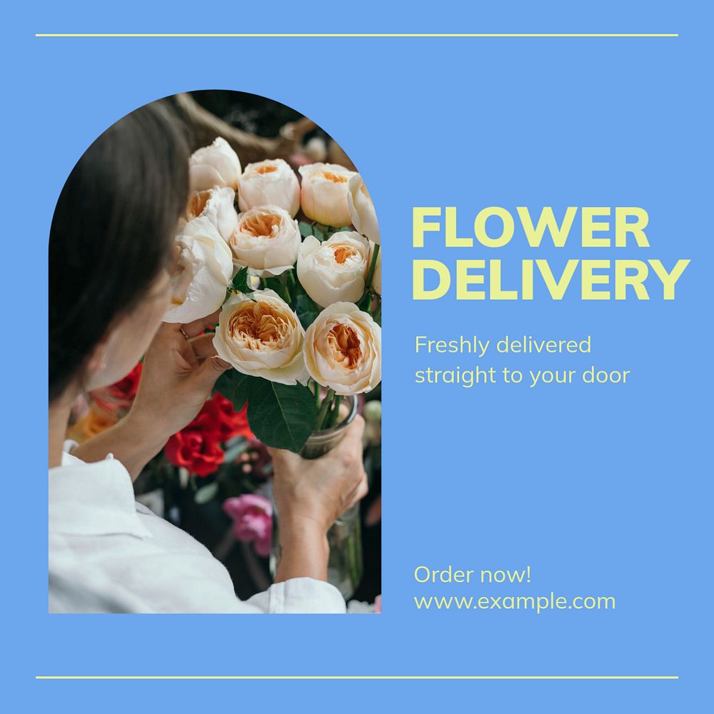 Flower delivery  Instagram post template, editable text