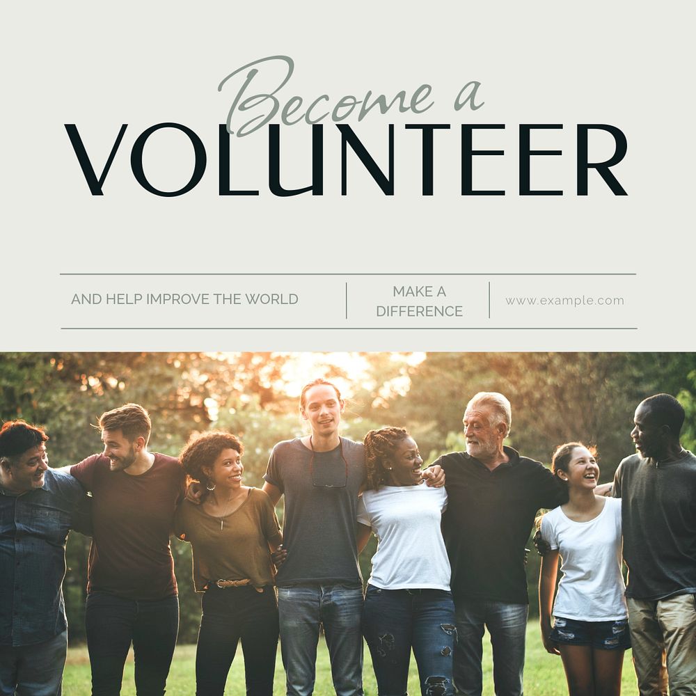 Become volunteer Instagram post template, editable text