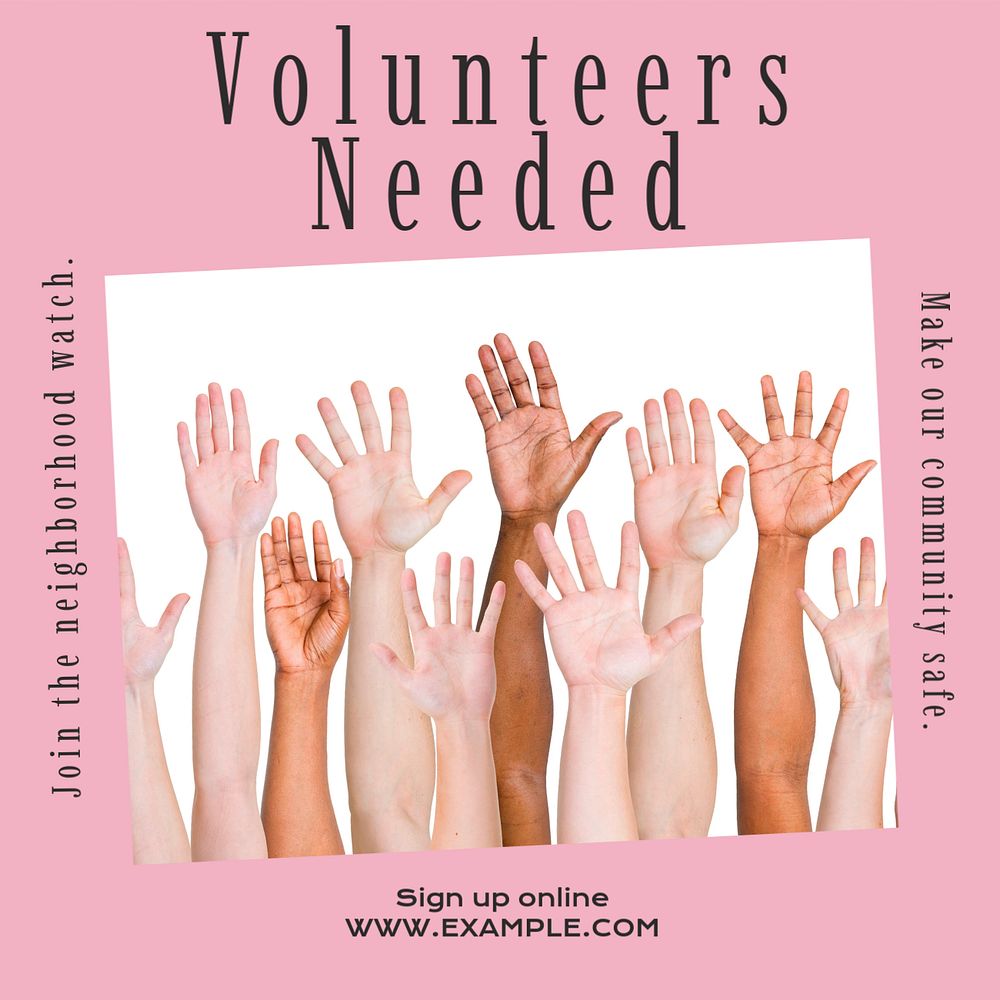 Volunteer needed Instagram post template, editable text