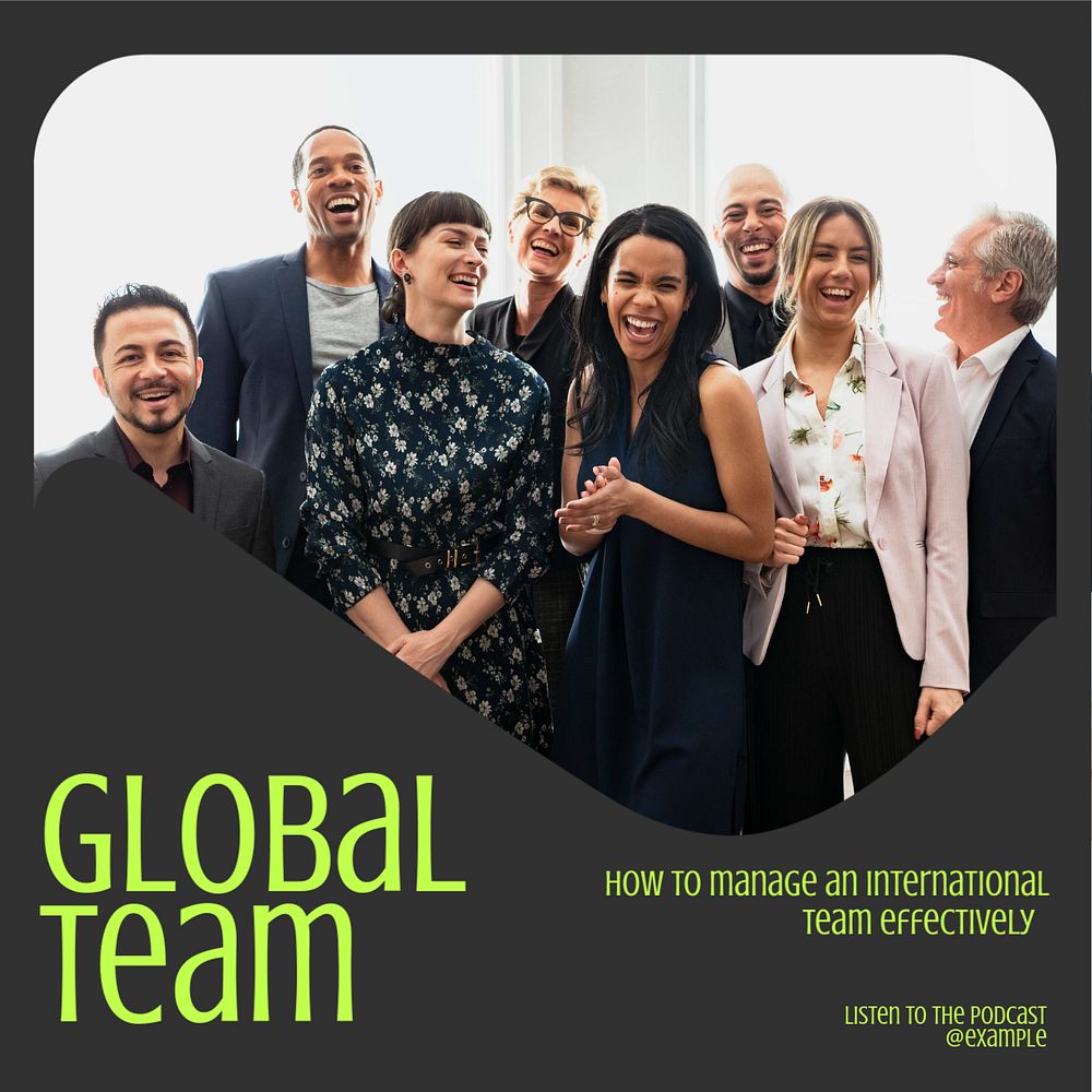 Global team Instagram post template, editable text